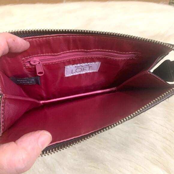 ANN TAYLOR LOFT Black Calf Hair & Brown Leather Demi Bag Clutch Purse - Picture 10 of 15